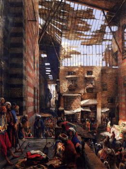 John Frederick Lewis : A View Of The Street And Morque Of Ghorreyah, Cairo